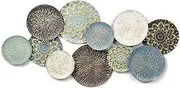 3D Metal Wall Art, Home Metal Wall Decor, Abstract Lotus Three-Dimensional Shape, Fine Workmanship, Colorful Colors, Anti-Rust Paint, Light Luxury Round TV Background Wall Decoration