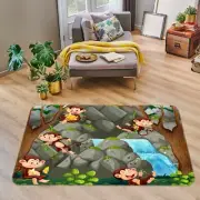 3D Stone Mountain Monkey NAO6477 Game Rug Mat Elegant Photo Carpet Mat Fay