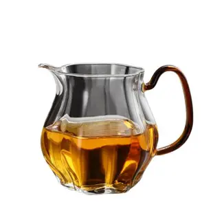 【傳真雅器】花瓣型彩把玻璃公道杯230ml(茶具 茶道具 公道杯 茶海 分茶器)