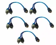 12 RCA Audio Jack Cable Y Splitter Adapter 2 Male to 1 Female Plug 5 Pcs