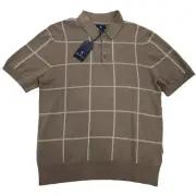 NWT Ben Sherman Shitake Brown Short Sleeve Polo Collar Shirt Size Men's Medium