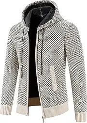[Generic] Men's Hoodies Full Zip Knitted Cardigan Sweaters Slim Fit Full Zip Up Sweater Men Hooded Cardigan Sweater with Pockets