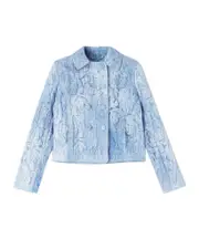 devoré-effect double-breasted jacket IT42 light blue