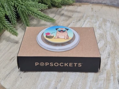 PopSockets Summer Beach Pug Phone & Tablet Grip & Stand ~ New in Packaging!