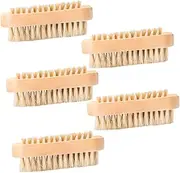 Mobestech Wood Pig Mane Cleaning Brushes 5pcs Set Hand Washing Nail Brush Non-Slip Handle Long Bristles for Home Use