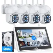 Security Camera System, 10X Zoom Dual Lens Camera Kit with 10.1" LCD Monitor,...