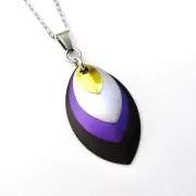 Nonbinary pride pendant, chainmail scales jewelry handmade by TattooedAndChained