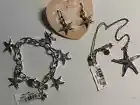 BRIGHTON Sea Star Silvertone Crystals Earrings, Bracelet, Necklace Set NEW -tags