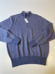 Turtleson Men's Quarter Zip Pullover Men's Medium Walt Birdseye Blue Merino NWT