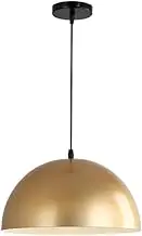 Dome Semicircle Gold Pendant Lamp, Metal Iron Industrial Style Ceiling Lighting Fixture, Vintage Farmhouse Hanging Lamp, Pendant Light for Kitchen Island Dining Table Bar Counter Laundry Room (13.7in)