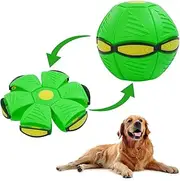 Allroaring Pet Toy Flying Saucer Ball for Dogs, Magic UFO Ball for Dog Outdoor Sports, Decompression Flying Flat Throw Disc Balls for Medium and Large Dog, Changeable Shapes Interactive Toys, Green