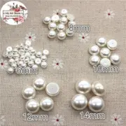 Ivory Round Imitation Pearl Beads Half Hole Resin Flatback Button Home Crafts