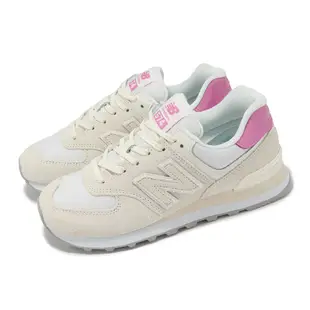 New Balance 紐巴倫 休閒鞋 574 女鞋 米白 粉 麂皮 尼龍 緩震 經典 拼接 NB WL5742BAB