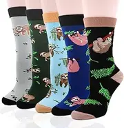 [Pomlia] Women's Mid-Calf Socks with Adorable Animal Patterns - Hedgehog, Dog, Fox, Sloth, Comfortable, and Fun Casual Socks for Women