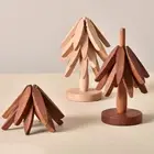 4PCS Trivets Wooden Trivets For Hot Dishes Insulation Pad Tree Shape Trivet S Wa