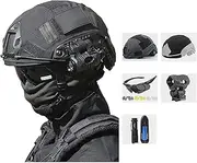 XLLYBZ Fast Tactical Helmet Set, Goggles NVG Mount Telescope Model, for Outdoor Paintball Protective Hunting Tactical Gear (Color : C)