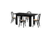Oikiture 160cm Extendable Dining Table with 4PCS Geometric Dining Chairs Black
