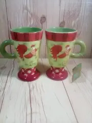 Debbie Mumm Pedestal Mug Set Rooster Country Farmhouse Joann Fabrics NEW