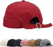 [Cozyan] Cotton Docker Cap Men's Adjustable Sailor Hat Cap Without Visor Retro Brimless Hat Rolled Men's Docker Cap Fishing Hat Harbour Cap Hat