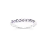 Silver 9 Stone Lavender Cz Ring in Purple