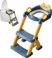 Rrlihjgu Toddler Potty Training Seat, Adjustable Height Training Toilet 2-in-1 Potty Seat with Step Stool, Foldable Kids Trainer Non-Slip Baby Tools with Splash Guard for Bathroom