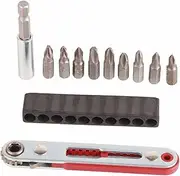 Ratchet Wrench Bit Set 2 Way Adjustable Spanner with Extension Socket and 1/4in Screwdriver Bits Mini Socket Wrench Set