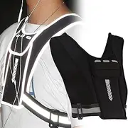 SYXLS 1 Black Night Light Chest Bag, Adjustable Range from 70 cm to 160 cm, 4 Pocket Running Vest Bag, Built-in Water Bottle Position, Running Vest Phone Holder Chest Bag, Hiking Chest