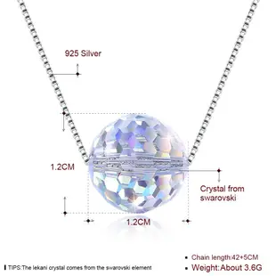 LEKANI 水晶來自施華洛世奇元素 簡約單吊墜純銀項鏈