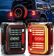 AUDEXEN LED Tail Lights Compatible with Jeep Wrangler JK JKU 2007-2018, Unique C Shaped Design Clear Lens, 20W Reverse Lights, Built-in EMC, DOT Compliant, 2 PCS