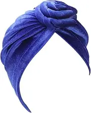 [OATIPHO] Hat Stylish Kerchief National Style Turban Lightweight Elastic One Size Blue