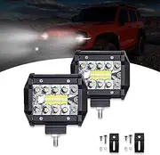leediga Pack-2 Car LED Work Lights, 60W Waterproof Off-Road Driving Lights, LED Lights Replacement Kit, Automobile Modification Accessories, Universal for Most Cars, Trucks and Vans (Black)