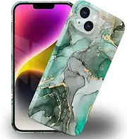 Case Compatible with iPhone 13 Mini,Full Coverage Pattern Printing Soft TPU Shockproof Protective Case for iPhone 13 Mini 5.4 inch for Girl Boys,Green Gold Marble