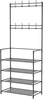 [ZFLYCANP] Rack Tree Shoe Bench,Versatile Hall Tree with Shoe Rack Versatile Shoe and Hat Rack,Waterproof Hall Tree with Shoe Rack Convenient Shoe Hat Rack for Hallway Entryway,Bedroom,Rustic (Black)