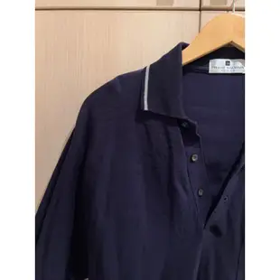 Pierre Balmain 深藍色長袖polo  ( 專櫃 百貨公司 皮爾帕門 L 襯衫 polo 翻領 男版