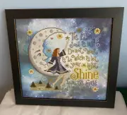 SILVER CREEK SAMPLERS MOONSHINE COMPLETED CROSS STITCH PICTURE FRAMED LIGHT