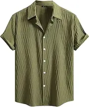 [Generic] Hawaiian Shirts for Men Short Sleeve Beige Plain White T Shirt Slim Fit Work Hi Viz Orange Linen Casual Button Down Holiday Jumper Polo Big and Tall Formal Dress Regular
