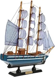 Gatuida Wooden Sailing Ship Model Mediterranean Nautical Boat Ornament Decorative Sailboat for Desktop Decor