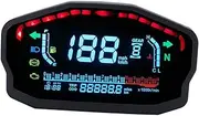 MUCKLILY Motorcycle LCD Gauge Digital Speedometer Water Temperature Odometer Level Indicator for Motorbikes Full Function Display Durable Design Black