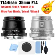 TTArtisan 35mm F1.4 APS-C Maual Focus Lens for Fujifilm M4/3 Nikon Sony E Mount