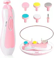 Baby Nail Trimmer Electric-12 in 1 Baby Nail Clippers Safe Baby Nail File Kit with a Nail Clipper, Scissor, Tweezers, and Nail Files (Pink)
