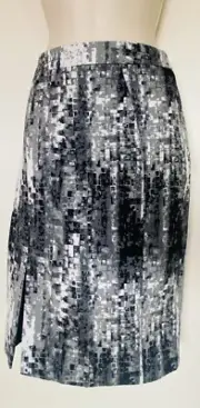 SABA Black White Check Squares Camille Straight Pencil Midi Skirt Size 10 BNWT