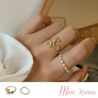在飛比找momo購物網優惠-【MISS KOREA】韓國設計閃耀水鑽可愛小熊珍珠造型戒指