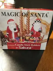 Debbie Mumm by Sakura Santa Christmas Candle Sticks Holders 1997 NIB