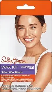 Salon Wax Beads Kit by Sally Hansen for Women - 12 Pc 4 Azulene Oil Finishing wipes, 6 Natural Woods Applicators, Silicone Measuring, Bag of Wax Beads