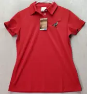 Nike Polo Shirt Women Small Red Golf Famous Grouse Dri Fit Short Sleeve Collared