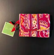 NWT Vera Bradley Raspberry Fizz Paisley Tri Fold Wallet Pink Multicolor