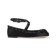 [Valentino Garavani] Valentino Garavani-Black Satin Ballerinas-Donna 36 IT