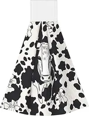 BWLHJKE Coral Velvet Hand Wipes Kitchen Dish Cloths Black and White Cow Hand Towels Microfiber Cleaning Cloths for Bathroom Hanging Washcloths Kitchen Towels Absorbent Dish Towels