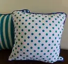 Alexa Reversible Cushion Cover teal green spots and stripes blue piping