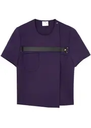 Courrèges Strap-embellished Twill Wrap top - Purple - 10 10